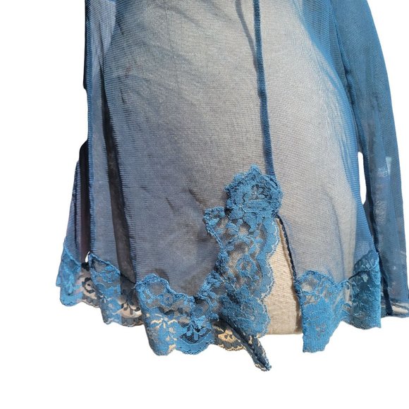 Victoria's Secret VINTAGE Womans Nightgown Mesh & Lace Nylon Beaded Babydoll L - Picture 6 of 12